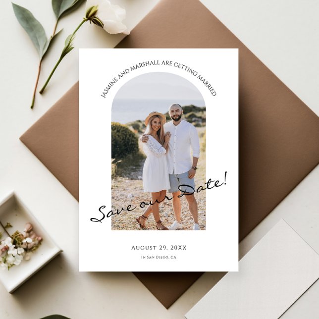 Anuncio foto moderna mínima salva la fecha (save the date simple simplistic , modern wedding photo save the date invite , tie the knot )
