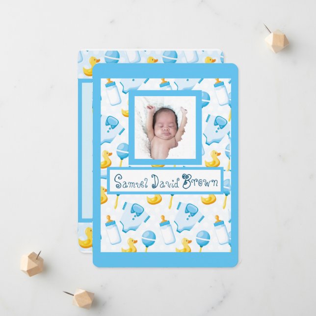 Anuncio Foto: Nacimiento de un niño azul de duckie de goma (Anverso/Reverso In Situ)