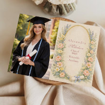 Foto Pastel Corona Floral Celebración de Graduació