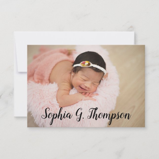 Anuncio Foto personalizada de la niña bebé guión de nombre (Anverso)