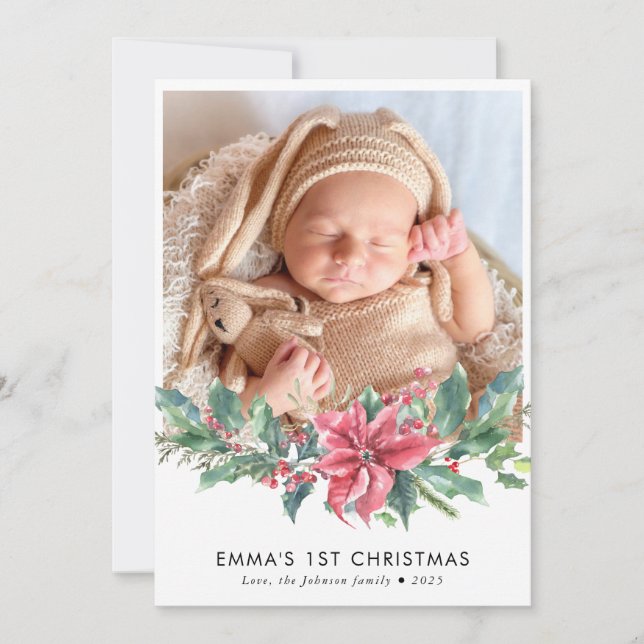 Anuncio Foto personalizada Poinsettia Navidades del primer (Anverso)