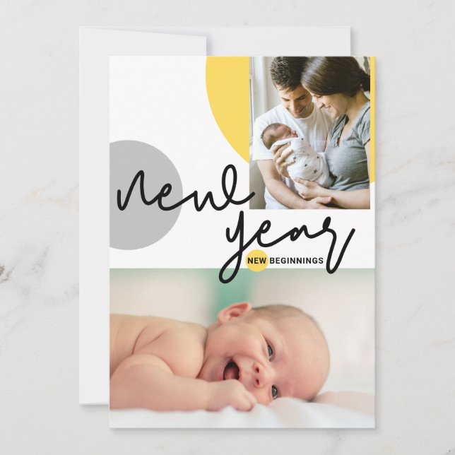 Anuncio Foto personalizado Año Nuevo Comienzo Niño Amarill (Anverso)