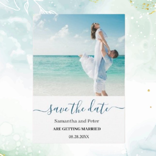 Anuncio Foto personalizado de Moden Beach Save the Date (Create lasting memories with our custom photo modern beach save the date announcements.  )