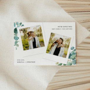 Anuncio Foto Polaroid Moderna de Embarazo Floral Acuarela