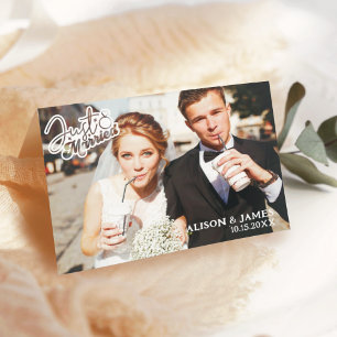 Anuncio Foto Recién Casados Escritura Moderna Corazón Boda