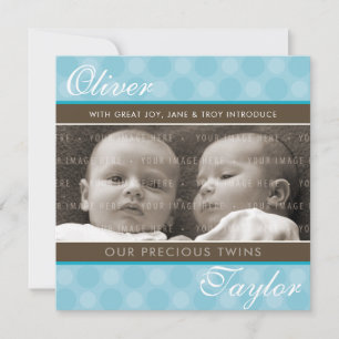 Anuncio FOTO TWINS BIRTH ANNOUNCTION niños lindos azul