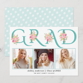 Anuncio Foto verde azulada GRAD rosa de la graduación 2024