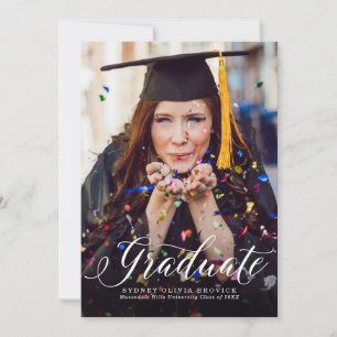 Anuncio Foto vertical de graduación con guión clásico de g