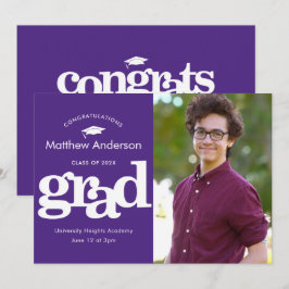 Anuncio Fotografía de graduación púrpura tipografía audaz 