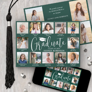 Anuncio Fotomontaje y leyendas graduación verde oscuro