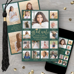 Anuncio Fotos con leyenda Collage Verde y Oro Graduación