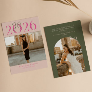 Anuncio Fotos de graduación con lazo Coquette rosa verde 2