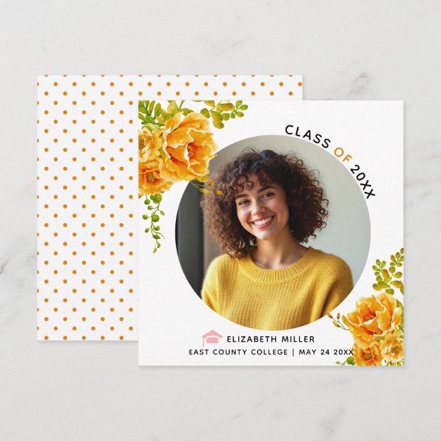 Anuncio Fotos de graduación de la clase de 2026 con flores (Anverso / Reverso)