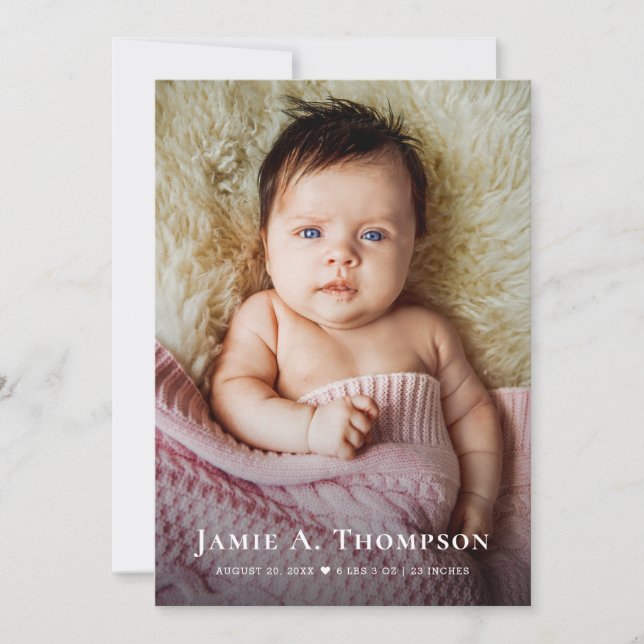 Anuncio Fotos de la niña bebé gracias al nacimiento modern (Anverso)