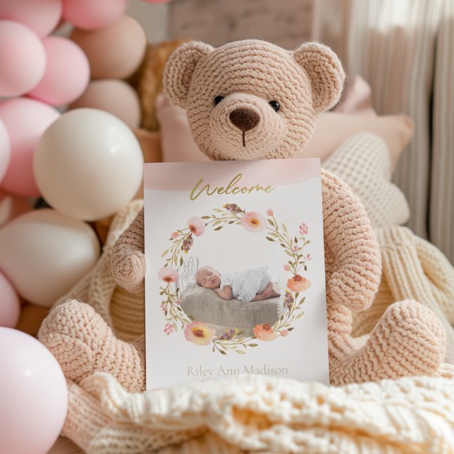 Anuncio Fotos del Bebé Trendy Nacimiento Floral Moderno (Subido por el creador)