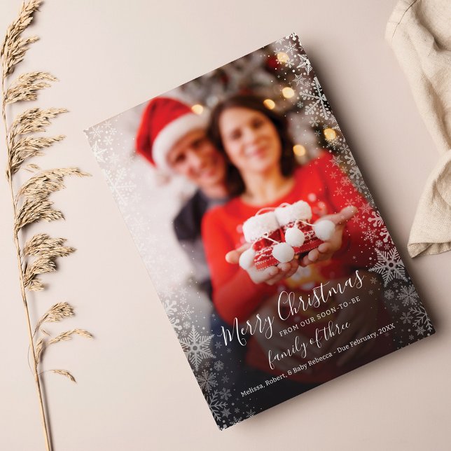 Anuncio Fotos familiares de vacaciones de navidades (Pregnancy Announcement Christmas Holidays Photo Card)