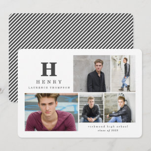 Anuncio Fotos iniciales de graduado moderno blanco negro