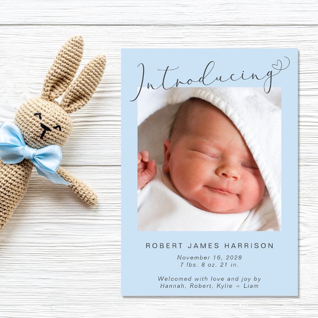 Anuncio Fotos simples de presentación Nacimiento de un beb (Announce the arrival of your precious baby boy in a way that is as beautiful and unique as he is
)