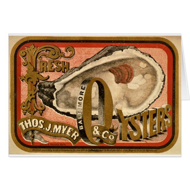 Anuncio fresco del vintage de las ostras circa (Anverso (Horizontal))