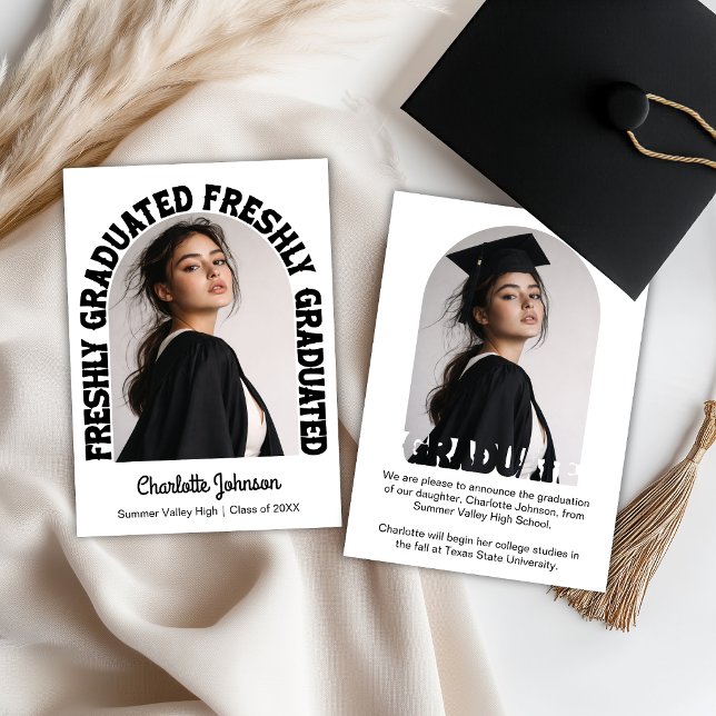 Anuncio Freshly Graduated Retro Graduation Announcement (Subido por el creador)