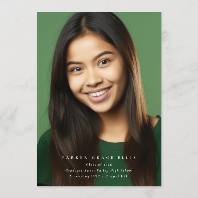 Anuncio Full Bleed Modern 2 Photo Graduation Announcement (Anverso)