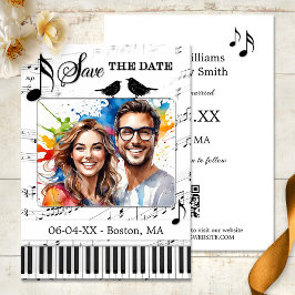 Anuncio Fun Music Black and White Photo Save the Date