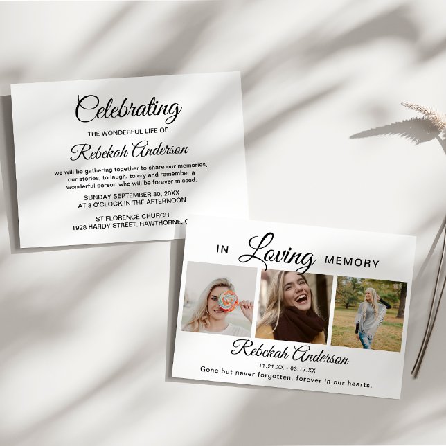 Anuncio Funeral moderno de 3 Collages de fotos (Subido por el creador)