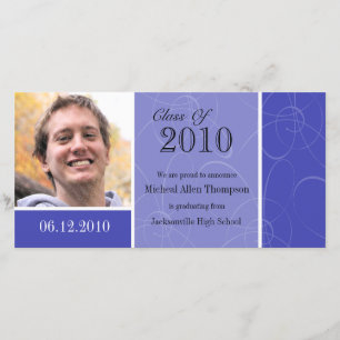 Anuncio Funky Blue Swirl Graduation Photo Card
