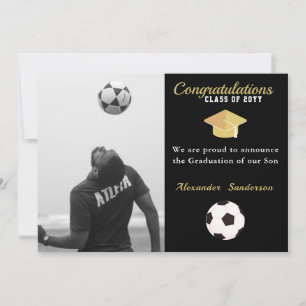 Anuncio Fútbol jugador de fútbol graduación Foto fiesta