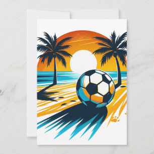 Anuncio Fútbol Retro de Playa de Verano Tropical Atardecer