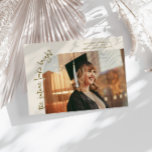 Anuncio Future Looks Bright Cream Curved Photo<br><div class="desc">Modern and whimsical graduation announcement photo card featuring a photo on the front and 1 on the back. The text says "the future looks bright" in quirky hand writing. Add the graduate's name,  information,  and message to personalize this card. Cream.</div>