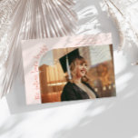 Anuncio Future Looks Bright Peach Curved Photo<br><div class="desc">Modern and whimsical graduation announcement photo card featuring a photo on the front and 1 on the back. The text says "the future looks bright" in quirky hand writing. Add the graduate's name,  information,  and message to personalize this card. Peach.</div>