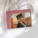 Anuncio Future Looks Bright Pink Curved Photo<br><div class="desc">Modern and whimsical graduation announcement photo card featuring a photo on the front and 1 on the back. The text says "the future looks bright" in quirky hand writing. Add the graduate's name,  information,  and message to personalize this card. Pink.</div>