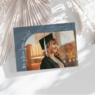 Anuncio Futuro Parece Brillante Azul Pizarra Foto Curva