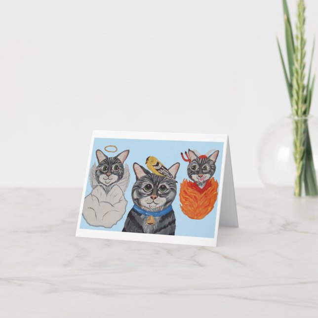 Anuncio Gato con ángel y diablo (Anverso)