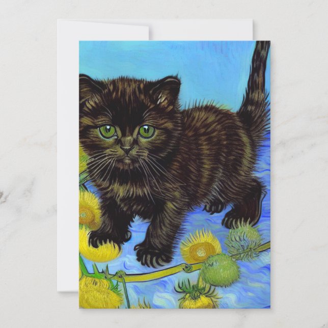 Anuncio Gato estilo Van Gogh con girasoles (Anverso)