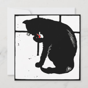 Anuncio Gato negro de animales de la granja Woodcut de Vic