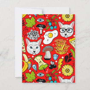 Anuncio Gato y huevo en rojo