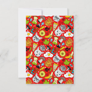 Anuncio Gato y huevo en rojo