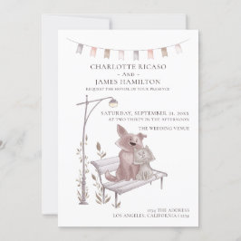 Anuncio Gato y perro en un Boda con tema animal en un banc
