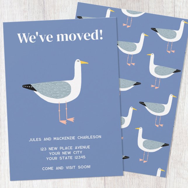 Anuncio Gaviota Costera Mudándose a Nuevo Hogar (Fun seagull coastal new home moving house change of address announcement card)