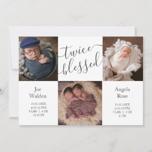 Anuncio Gemelos de Collage de fotos moderno dos bebés nace