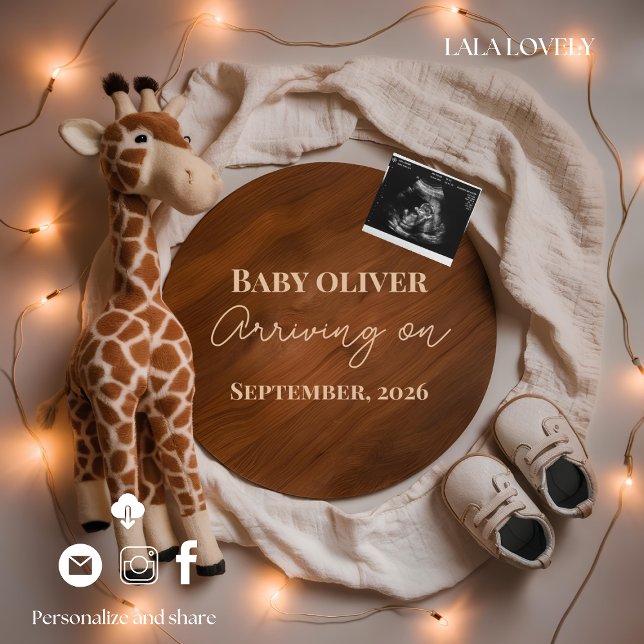 Anuncio  giraffe baby reveal pregnancy announcement card (Subido por el creador)