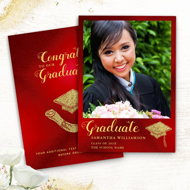 Anuncio Glam Class of 2025 Red and Gold Photo Graduation (Subido por el creador)
