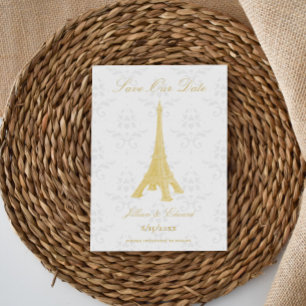 Anuncio Gold Eiffel Tower Damask Guardar La Fecha