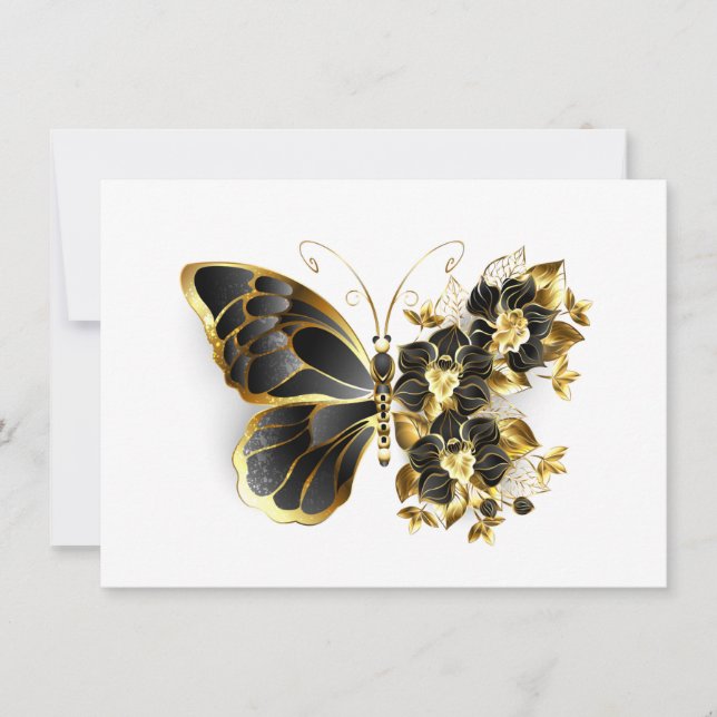 Anuncio Gold Flower Butterfly with Black Orchid (Anverso)