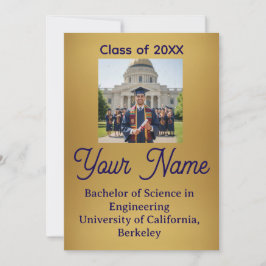 Anuncio Gold Foil Look Minimalist Graduation Announcement 