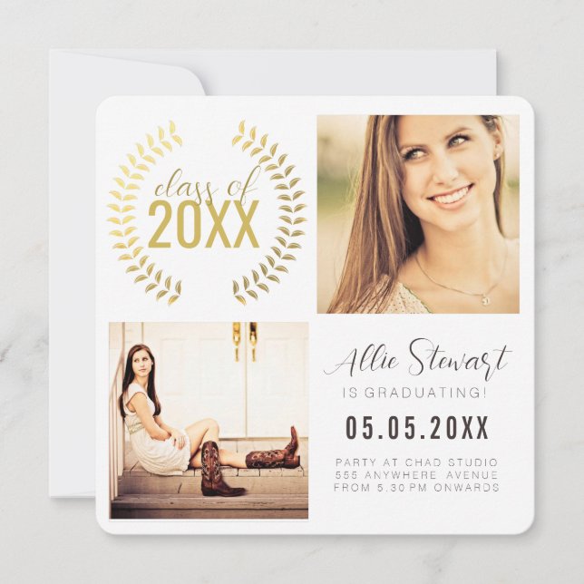 Anuncio Gold Wreath Class of Graduation Graduate Photo (Anverso)