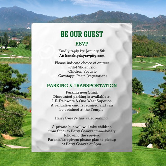 Anuncio Golf Bar Mitzvah Guest Card (Subido por el creador)