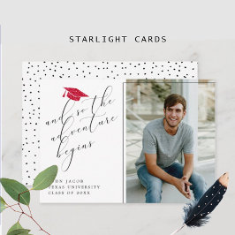 Anuncio Gorra de Graduación de Purpurina Rojo con foto de